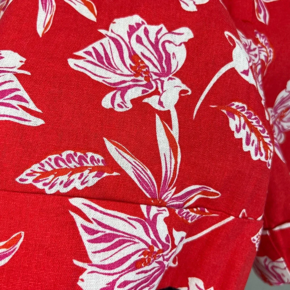 Joie Linen Blend Pleated Cuffed High Waisted Floral Shorts‎ NWOT Size 8